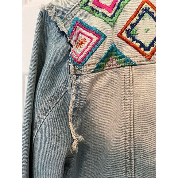 White Crow Embroidered Denim Jacket, Size Large, NWT - Picture 15 of 15